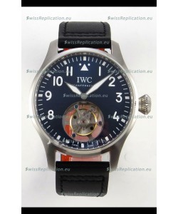 IWC Super Clone Portugese Hand-Wound Genuine Tourbillon Blue Dial Steel Casing Watch