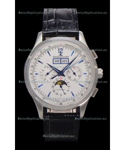 Jaeger LeCoultre Master Control Chronograph Calendar Steel Casing White Dial Watch 