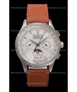 Jaeger LeCoultre Master Control Chronograph Calendar Steel Casing White Dial Watch 