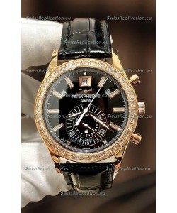Patek Philippe Super Clone Complications 5961 Rose Gold Watch with Mossanites