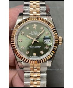 Rolex Datejust Super Clone Green Dial 2 Tone Rose Gold Watch 28MM