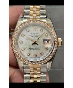 Rolex Datejust Super Clone Mother of Pearl Dial 2 Tone Rose Gold Watch 28MM