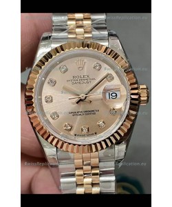 Rolex Datejust Super Clone Green Dial 2 Tone Rose Gold - Gold Dial Watch 28MM