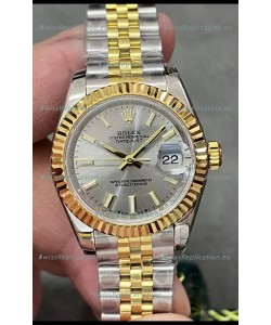 Rolex Datejust Super Clone Grey Dial 2 Tone Yellow Rose Gold Watch 28MM
