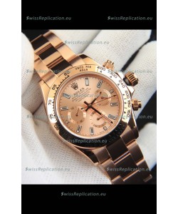 Rolex Daytona Japanese Movement Gold Casing Replica Watch in Champange Dial