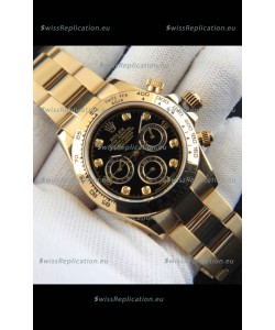 Rolex Daytona Japanese Movement Gold Casing Replica Watch in Black Dial 