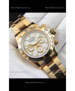 Rolex Daytona Japanese Movement Gold Casing Replica Watch in White Dial 