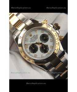 Rolex Daytona Japanese Movement Two Tone Gold Casing Watch in White Dial 