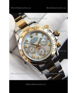 Rolex Daytona Japanese Movement Two Tone Gold Casing Watch in Pearl Dial 