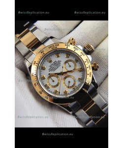 Rolex Daytona Japanese Movement Two Tone Gold Casing Watch in White Dial 