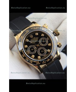 Rolex Daytona Japanese Movement Gold Casing Replica Watch in Black Dial 