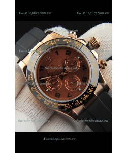 Rolex Daytona Japanese Movement Gold Casing Replica Watch in Brown Dial 
