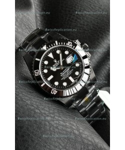 Rolex Submariner Blaken DLC Coated Swiss Replica Watch in Black Dial 