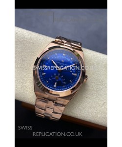 Vacheron Constantin Overseas True Moon Phase Rose Gold Blue Dial Swiss Replica Watch 