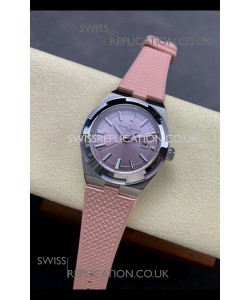 Vacheron Constantin Overseas 35MM Pink Dial Rubber Strap Super Clone Watch 
