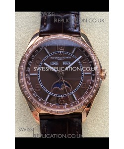 Vacheron Constantin Fiftysix Moonphase Brown Dial Rose Gold Swiss Replica Watch 