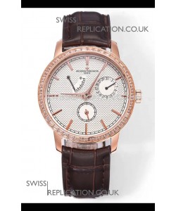Vacheron Constantin Traditionnelle 83520 Rose Gold Diamonds Pale Yellow Dial Super Clone Watch 