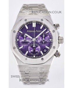 Royal Oak Chrono 26240 Purple Dial FREE SPRUNG MVMNT Steel Caing Super Clone Watch 