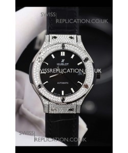 Hublot Classic Fusion Diamonds Steel Black Dial 38MM Super Clone Watch 