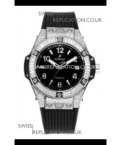 Hublot Big Bang One Click moissanite Paved Casing Super Clone Watch Black Dial
