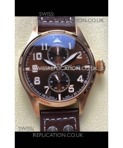 IWC PILOT'S Monopusher Rose Gold Brown Dial Replica Watch 