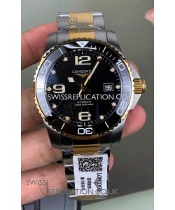 Longines HydroConquest Black Dial Two Tone Super Clone Watch 