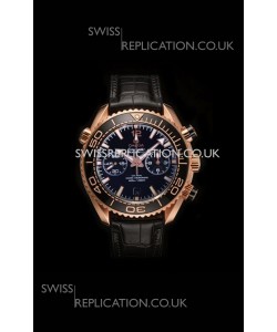 Omega Speedmaster Planet Ocean Rose Gold Black Dial Super Clone Watch 