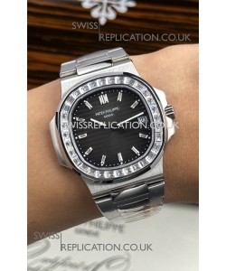 Patek Philippe Nautilus 5723 Black Dial White Sapphires Super Clone Watch 