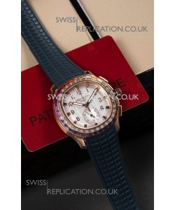 Patek Philippe Aquanaut 7968 Rose Gold Blue Strap Super Clone Watch 