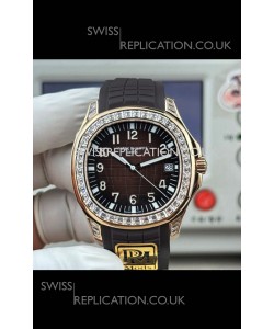 Patek Philippe Aquanaut 5167 Brown Dial Diamonds Bezel Super Clone Watch 