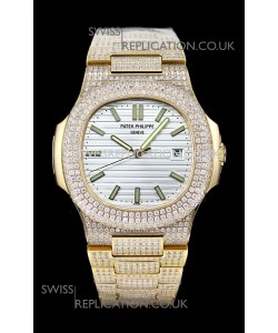 Patek Philippe Super Clone Nautilus 5711/G Diamonds Paved Edition White Dial