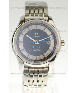 Omega Co Axial De Ville Hour Vision Swiss Replica Steel Watch in Black Dial