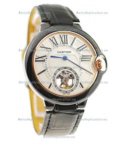 Ballon Bleu De Cartier flying Tourbillon Japanese Replica Watch in White Face