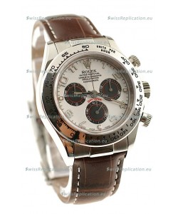 Rolex Daytona Cosmograph Swiss Replica Watch in Brown Leather Strap