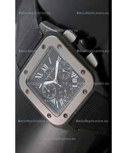 Cartier Santos Japanese Replica Watch in Black Dial