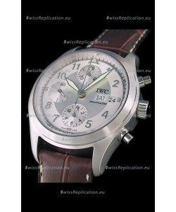 IWC Der Flieger Chronograph Swiss Replica Watch in Silver White Dial