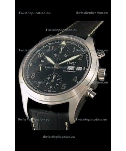 IWC Der Flieger Chronograph Swiss Replica Watch in Black Dial