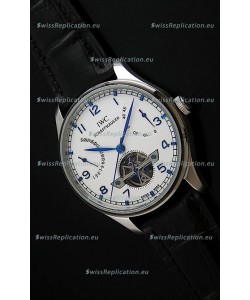 IWC Portuguese FA Jones Japanese Replica Watch in White Dial with Tourbillon