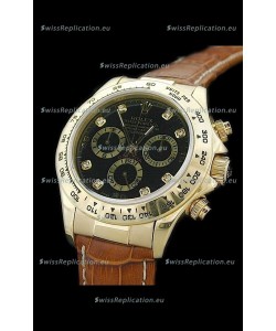 Rolex Daytona Cosmograph Swiss Replica Gold Watch in Diamond Hour Markers