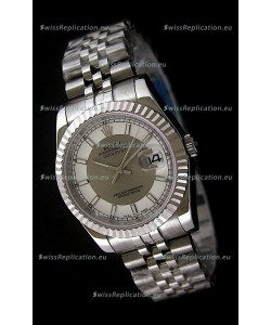 Rolex Datejust Mens Japanese Replica Watch in White & Grey Dial