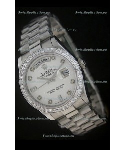 Rolex Day Date Just Japanese Replica Watch in White Dial 