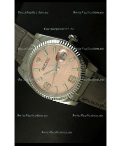 Rolex Replica Datejust Swiss Replica Watch - 37MM - Champange Dial/Grey Strap