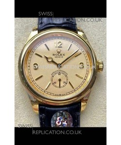 Rolex 1908 Perpetual in Yellow Gold Casing Gold Dial Swiss Replica Watch 