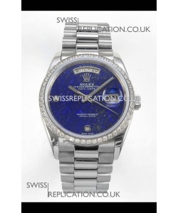 Rolex Day Date Blue Lapis Dial Diamonds Bezel 36MM Swiss Replica Watch 