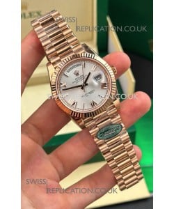 Rolex Day Date 228236 Rose Gold Steel Roman Dial Super Clone Watch 