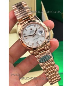 Rolex Day Date 228236 Rose Gold Sunburst Steel Dial Super Clone Watch 