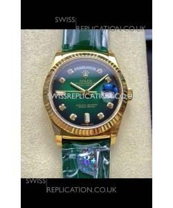 Rolex Day Date 128238 Yellow Gold Green Ombre Diamonds Dial Super Clone Watch 