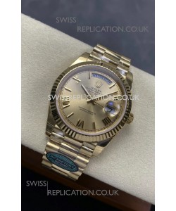 Rolex Day Date 228238 Yellow Gold in Gold Roman Dial Super Clone Watch 