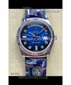 Rolex Day Date 128236 Stainless Steel Blue Ombre Diamonds Dial Super Clone Watch 