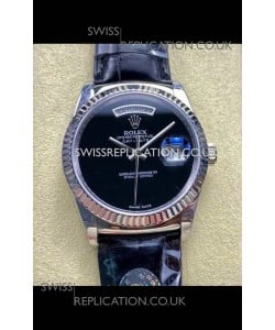 Rolex Day Date 128236 Stainless Steel Black Dial Super Clone Watch 